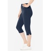 Woman Within Plus Size Capri Pull-On Stretch Knit Cotton Spandex Leggings(Navy)