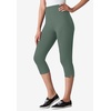Woman Within Plus Size Capri Pull-On Stretch Knit Cotton Spandex Leggings(Pine)