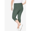 Woman Within Plus Size Capri Pull-On Stretch Knit Cotton Spandex Leggings(Pine)