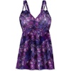 Women’s Plus Size Loop-Strap V-Neck Tummy Control Two-Piece Swim Dress(Palmtastic Purple)