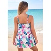 Women’s Plus Size Loop-Strap V-Neck Tummy Control Two-Piece Swim Dress(Pink Lemonade Tropical)