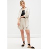 ellos Plus Size Linen-Blend Pull-On Elastic Waist Shorts(Heather Sand)