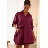 ellos Plus Size Linen-Blend Pull-On Elastic Waist Shorts(Merlot)