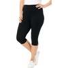 Woman Within Plus Size Capri Pull-On Stretch Knit Cotton Spandex Leggings(Black)