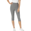 Woman Within Plus Size Capri Pull-On Stretch Knit Cotton Spandex Leggings(Medium Heather Grey)