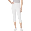 Woman Within Plus Size Capri Pull-On Stretch Knit Cotton Spandex Leggings(White)