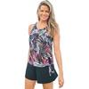 Women’s Plus Size Scoop-Neck Blouson Tummy Control Two-Piece Swim Set(Multi Textured Palm)