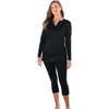 Women’s Plus Size Split-Neck Long Sleeve Swim Tee with Built-in Bra(Black)