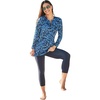 Women’s Plus Size Split-Neck Long Sleeve Swim Tee with Built-in Bra(Royal Oasis Animal)