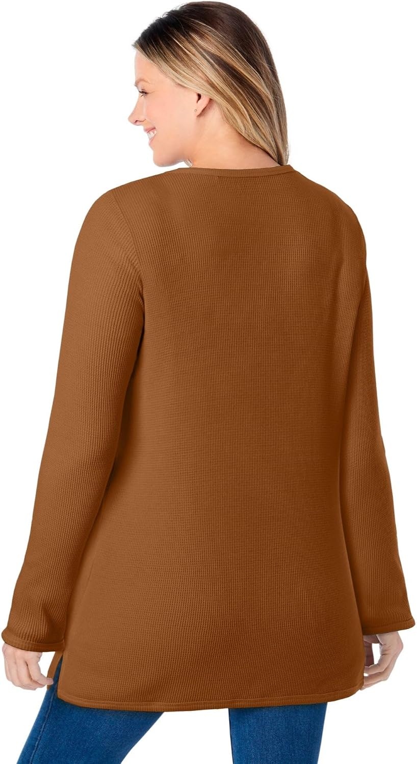 image:imageWoman Within LongSleeve Crewneck Soft Waffle Knit Thermal ShirtAntique Copper