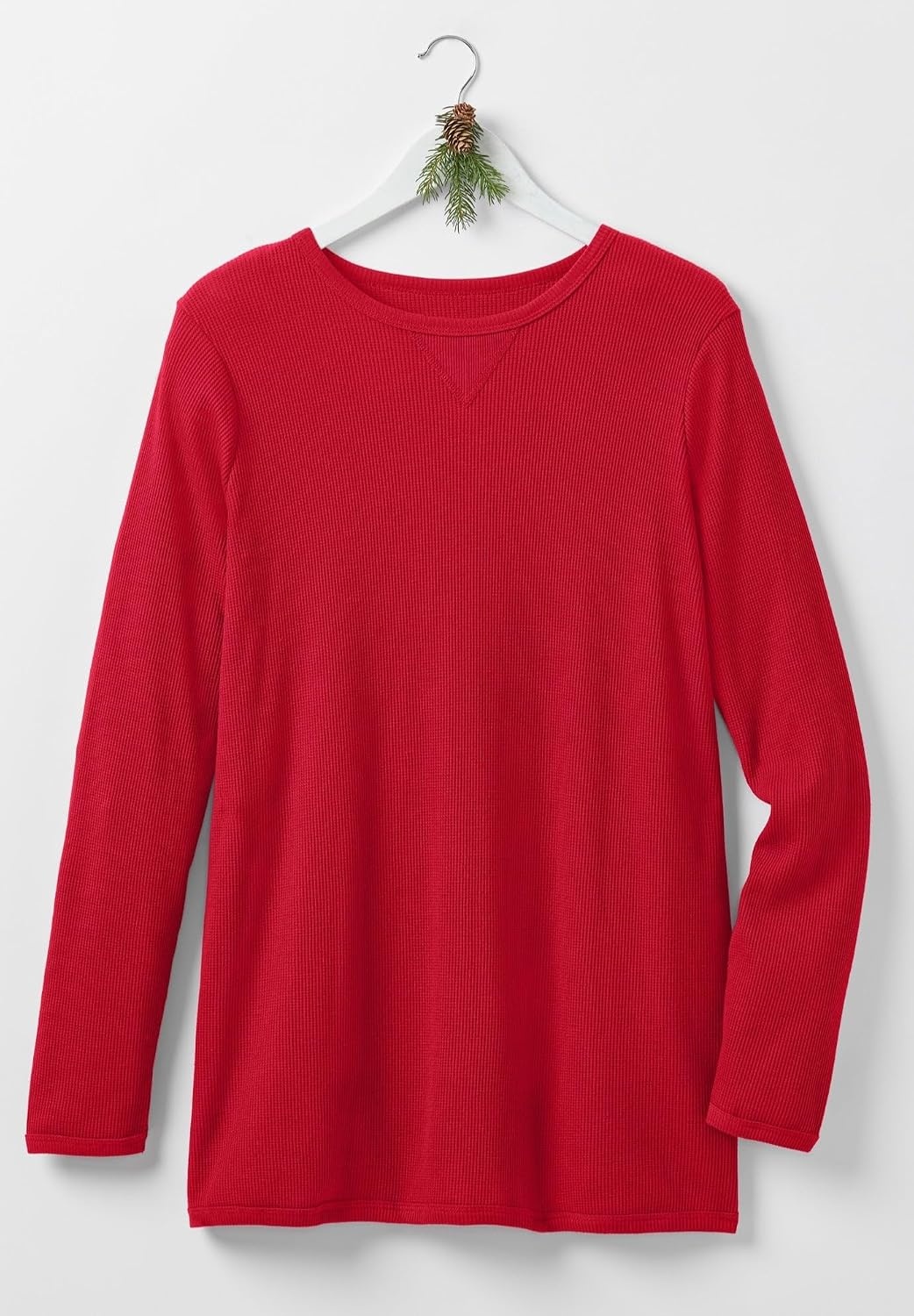 image:imageWoman Within LongSleeve Crewneck Soft Waffle Knit Thermal ShirtClassic Red
