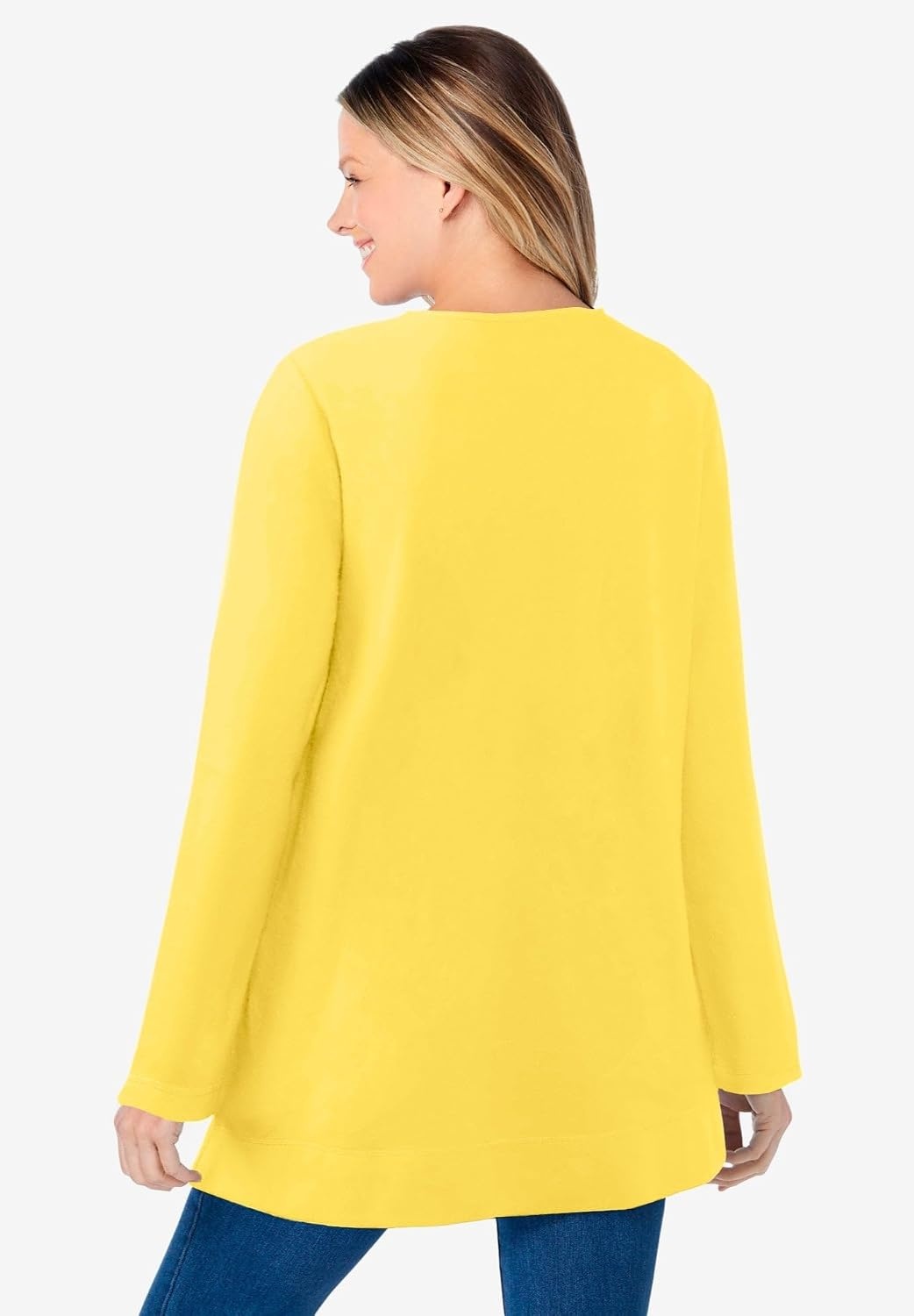image:imageWoman Within LongSleeve Crewneck Soft Waffle Knit Thermal ShirtPrimrose Yellow