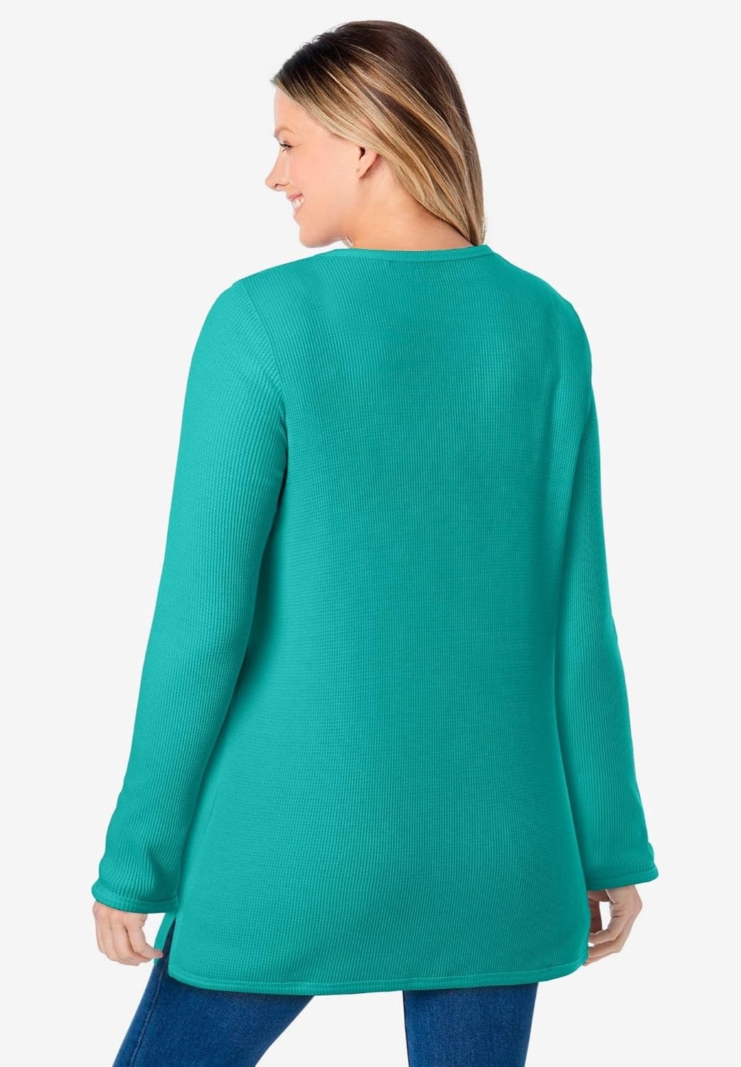 image:imageWoman Within LongSleeve Crewneck Soft Waffle Knit Thermal ShirtWaterfall