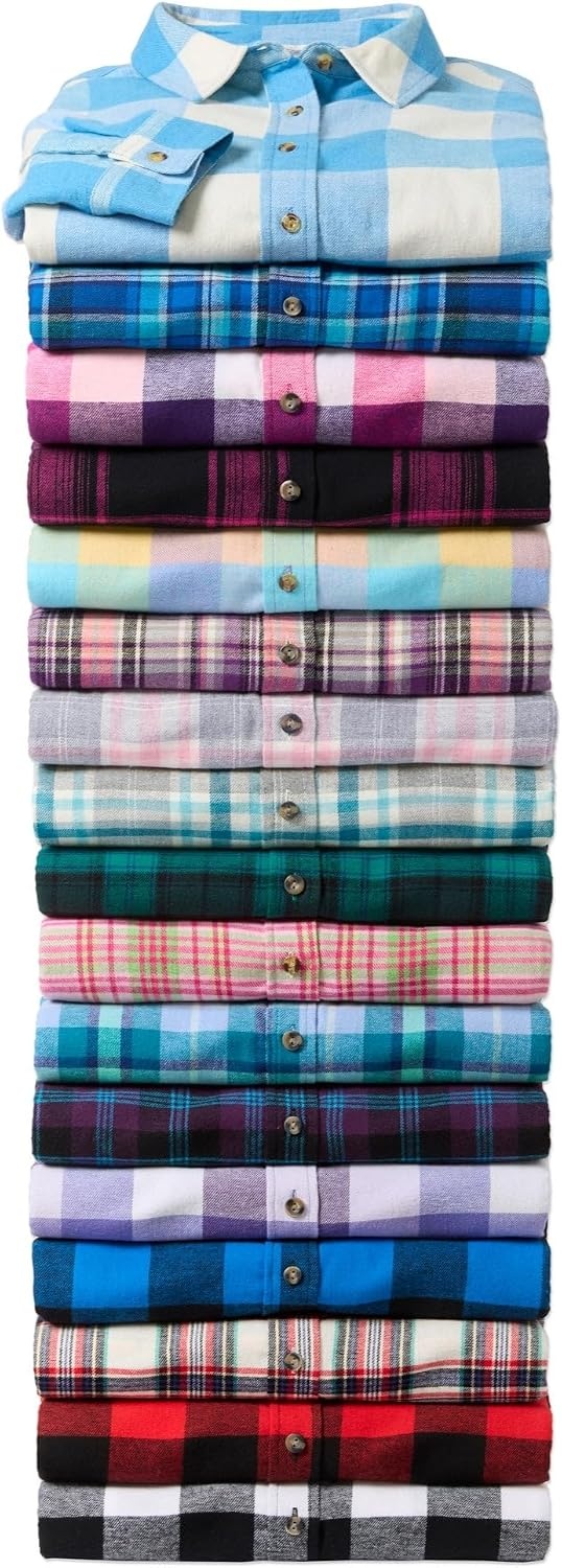 image:imageWoman Within Plus Size Classic Flannel ShirtPale Indigo Plaid