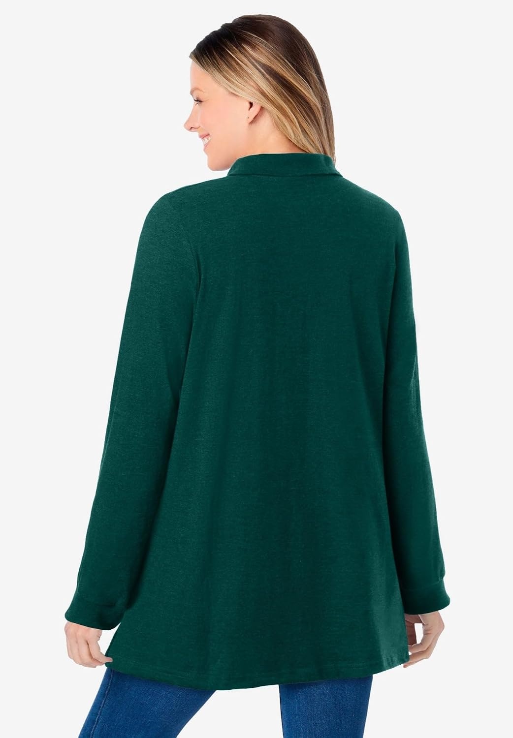 image:imageWoman Within Plus Size LongSleeve Polo ShirtEmerald Green