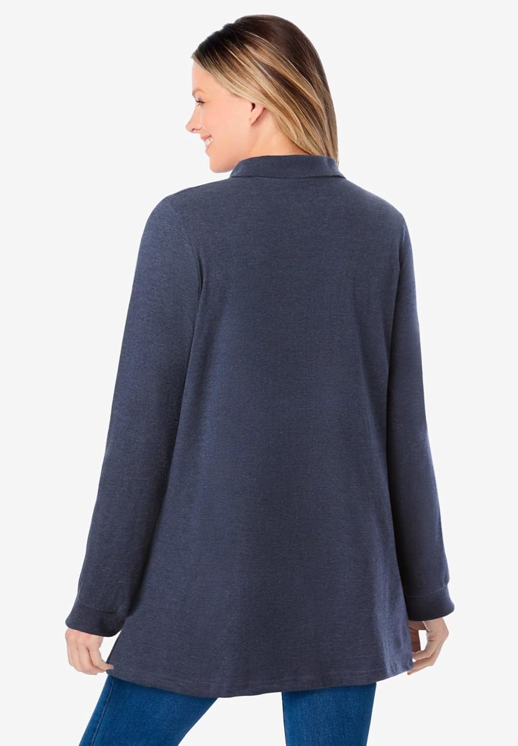 image:imageWoman Within Plus Size LongSleeve Polo ShirtNavy