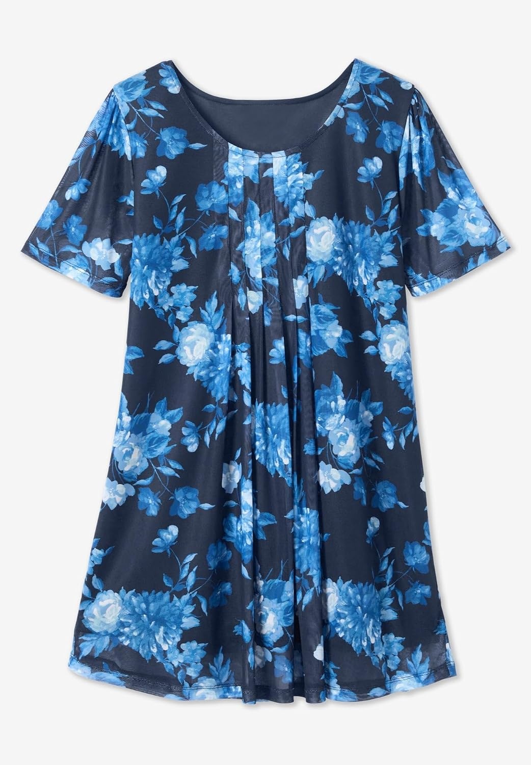 image:imageWoman Within Plus Size Miracle Mesh Overlay TunicBlack Dreamy Flowers