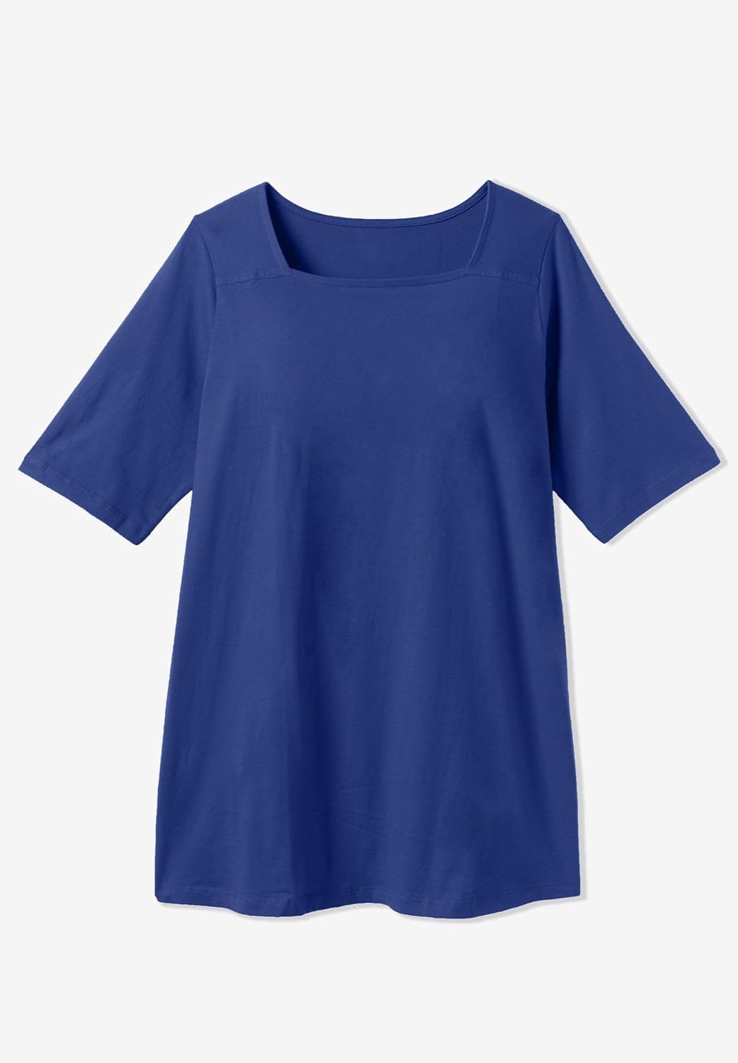 image:imageWoman Within Plus Size Perfect ElbowSleeve SquareNeck TeeDeep Teal