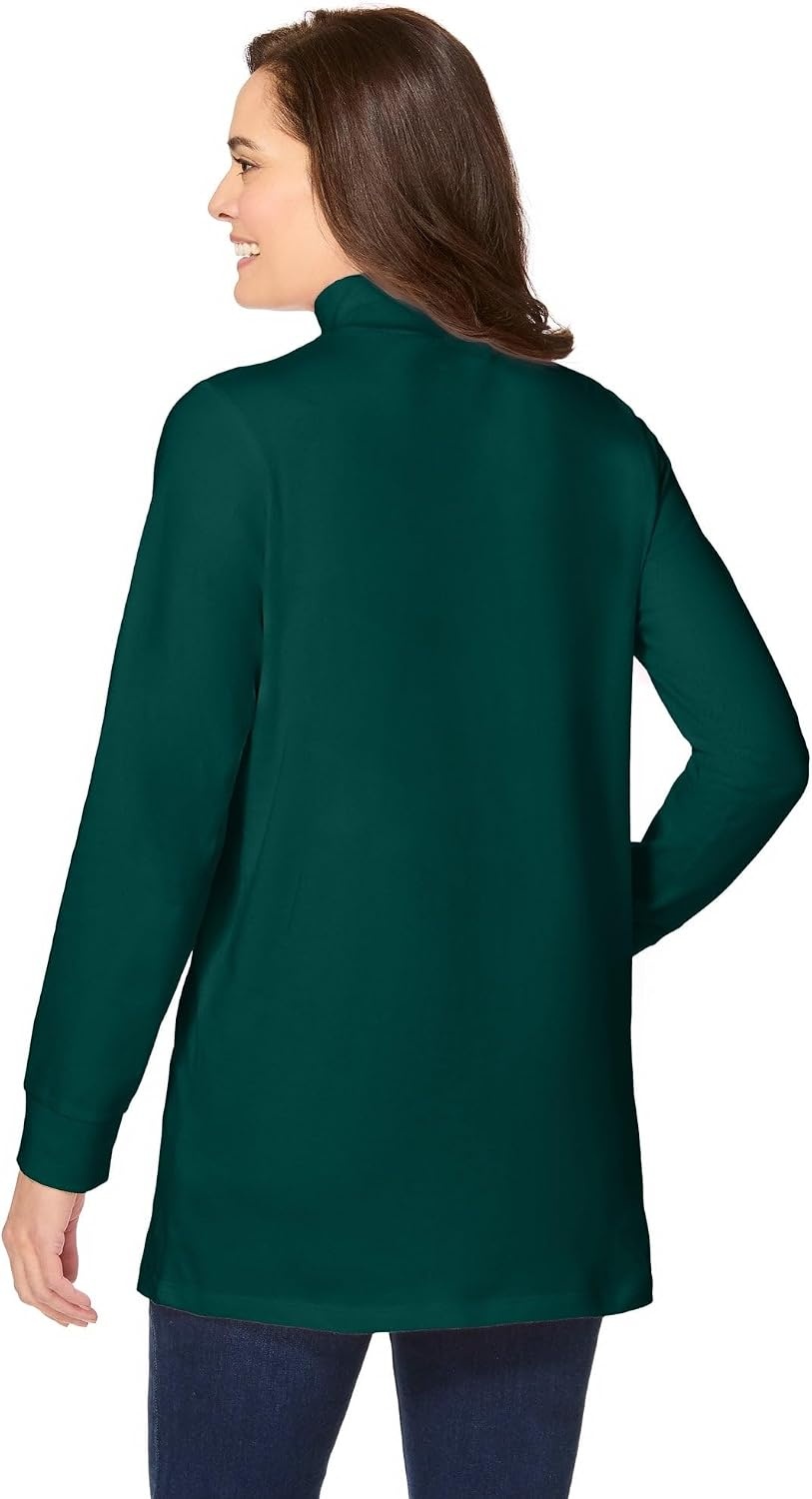 image:imageWoman Within Plus Size Perfect LongSleeve Mockneck Tee Petite AvailableEmerald Green