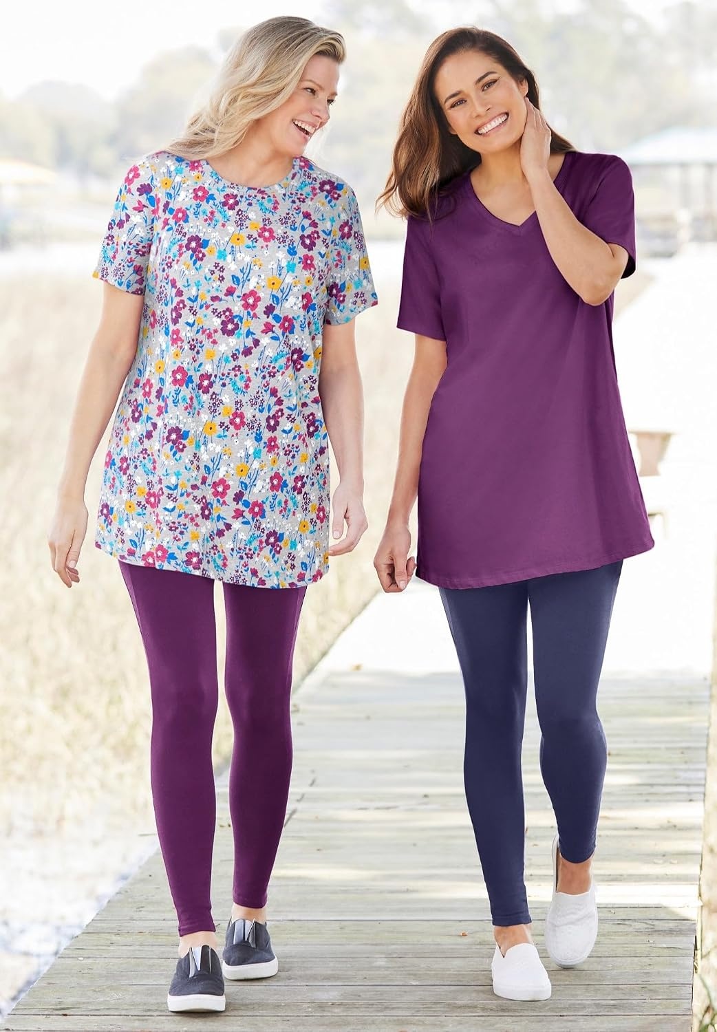 image:imageWoman Within Plus Size Perfect Printed Crewneck TunicBlack Multi Garden