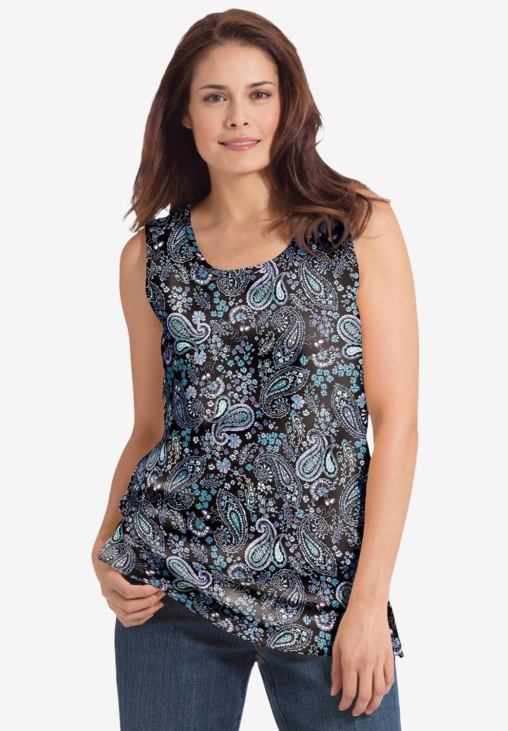 image:imageWoman Within Plus Size Perfect Scoopneck Tank Petite AvailableDeep Teal