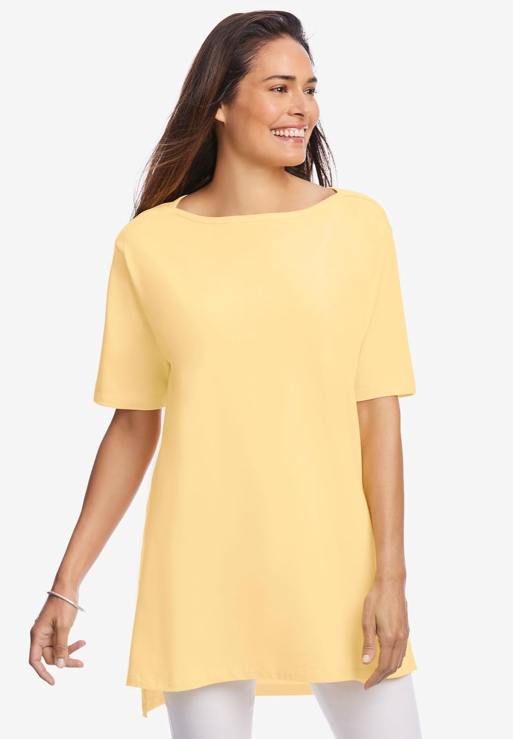 image:imageWoman Within Plus Size Perfect ShortSleeve Boatneck TunicDeep Teal