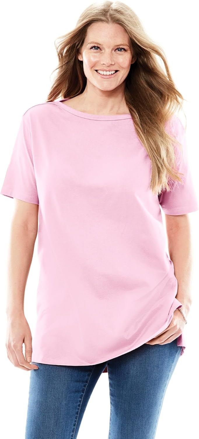 image:imageWoman Within Plus Size Perfect ShortSleeve Boatneck TunicDeep Teal