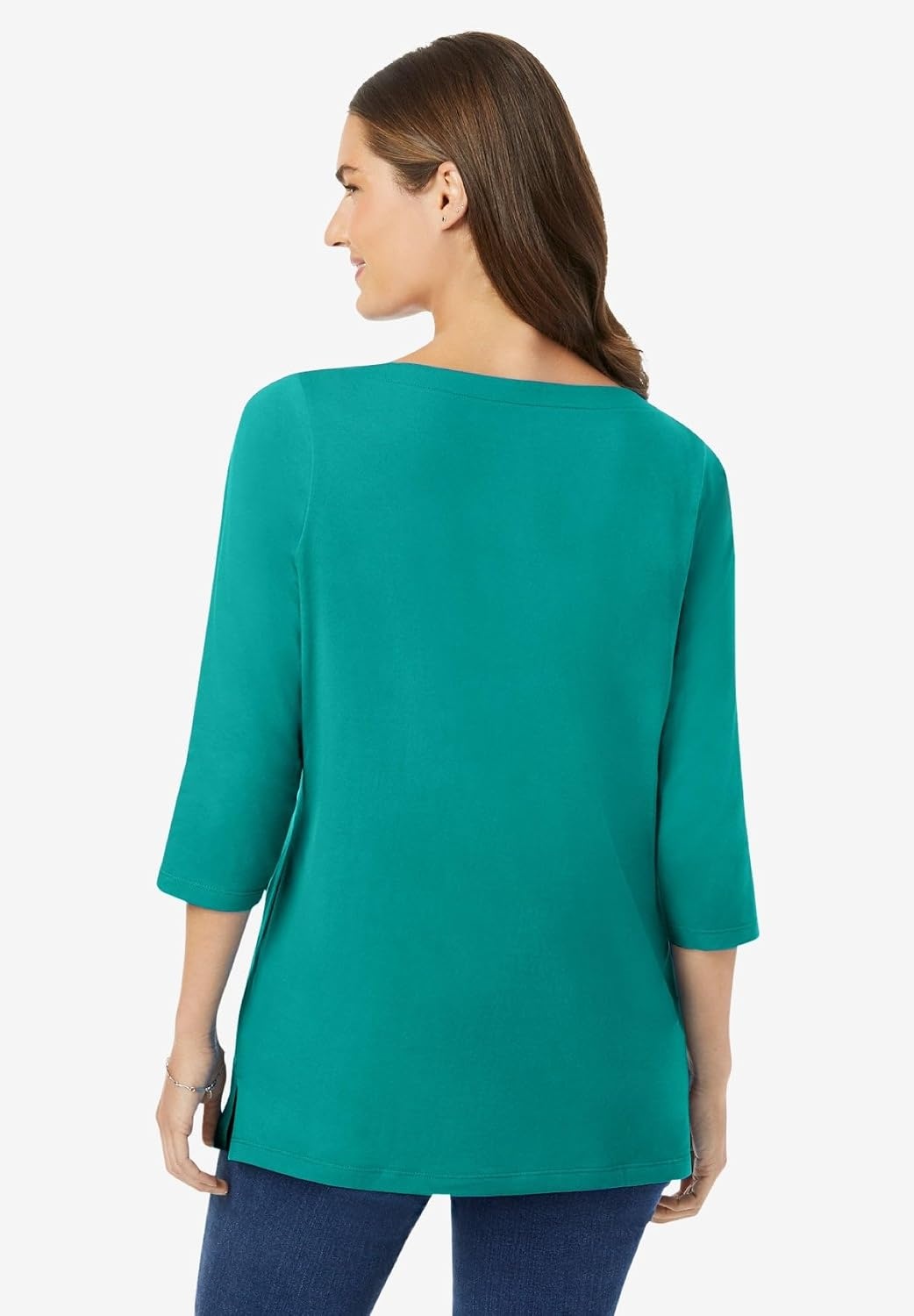 image:imageWoman Within Plus Size Perfect ThreeQuarter Sleeve Boatneck TeeWaterfall
