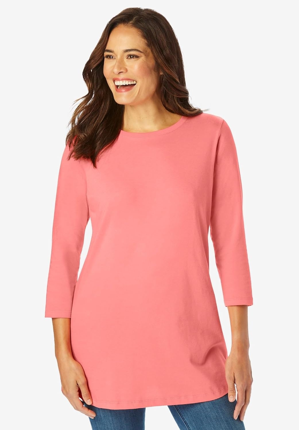 image:imageWoman Within Plus Size Perfect ThreeQuarter Sleeve Crewneck TeeDeep Teal