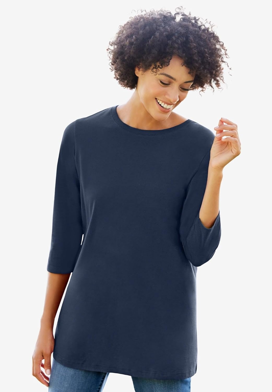 image:imageWoman Within Plus Size Perfect ThreeQuarter Sleeve Crewneck TeeDeep Teal