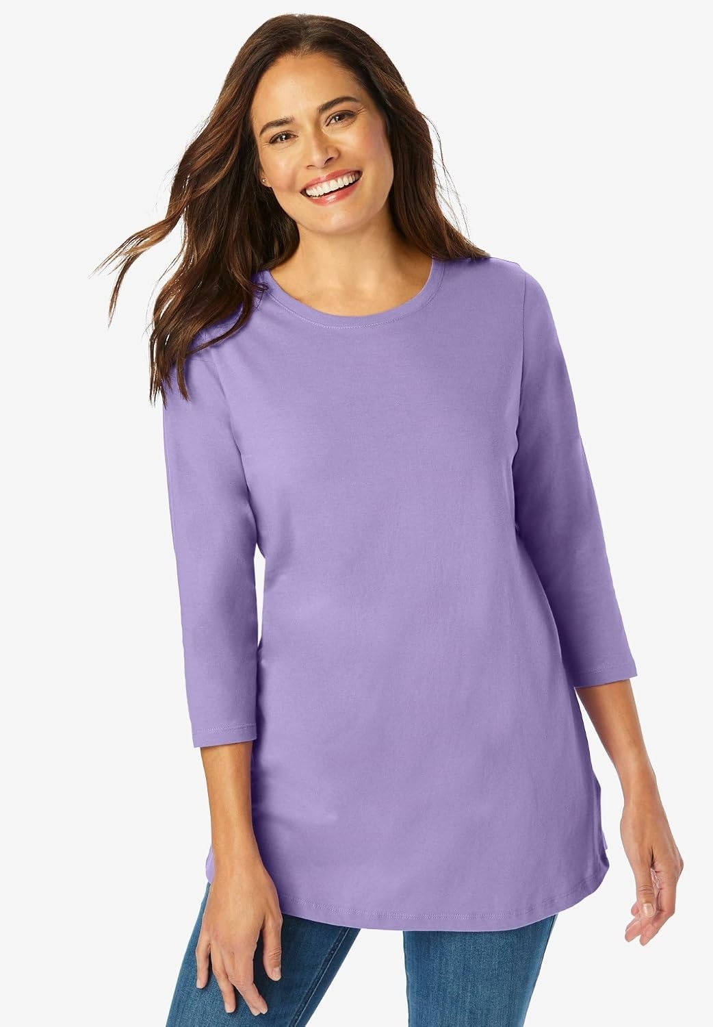 image:imageWoman Within Plus Size Perfect ThreeQuarter Sleeve Crewneck TeeDeep Teal