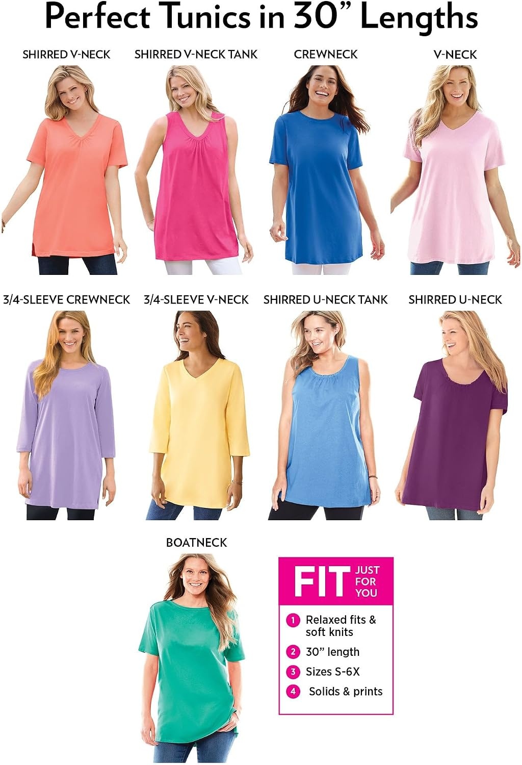image:imageWoman Within Plus Size Perfect ThreeQuarter Sleeve Crewneck TunicWaterfall