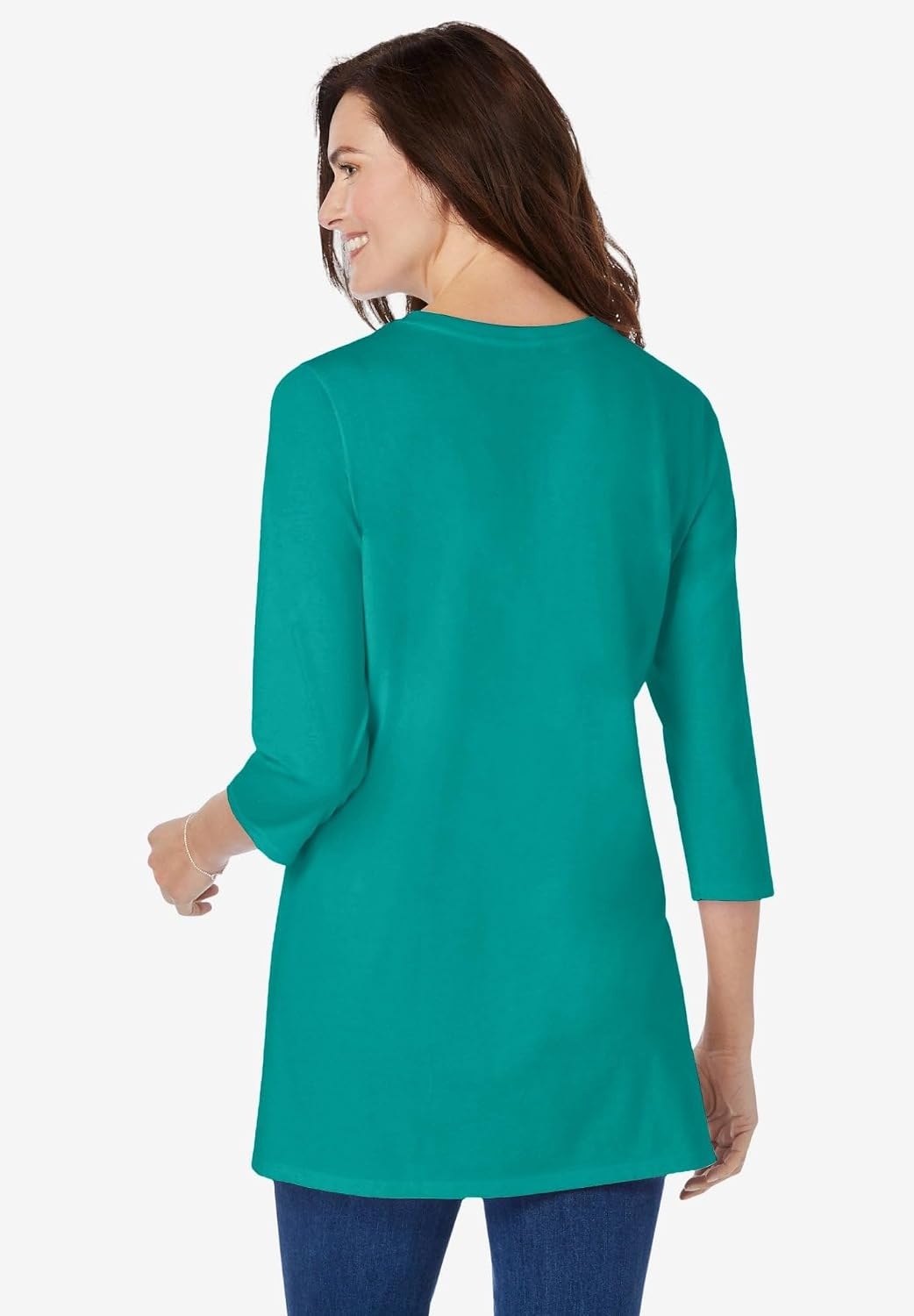 image:imageWoman Within Plus Size Perfect ThreeQuarter Sleeve Crewneck TunicWaterfall