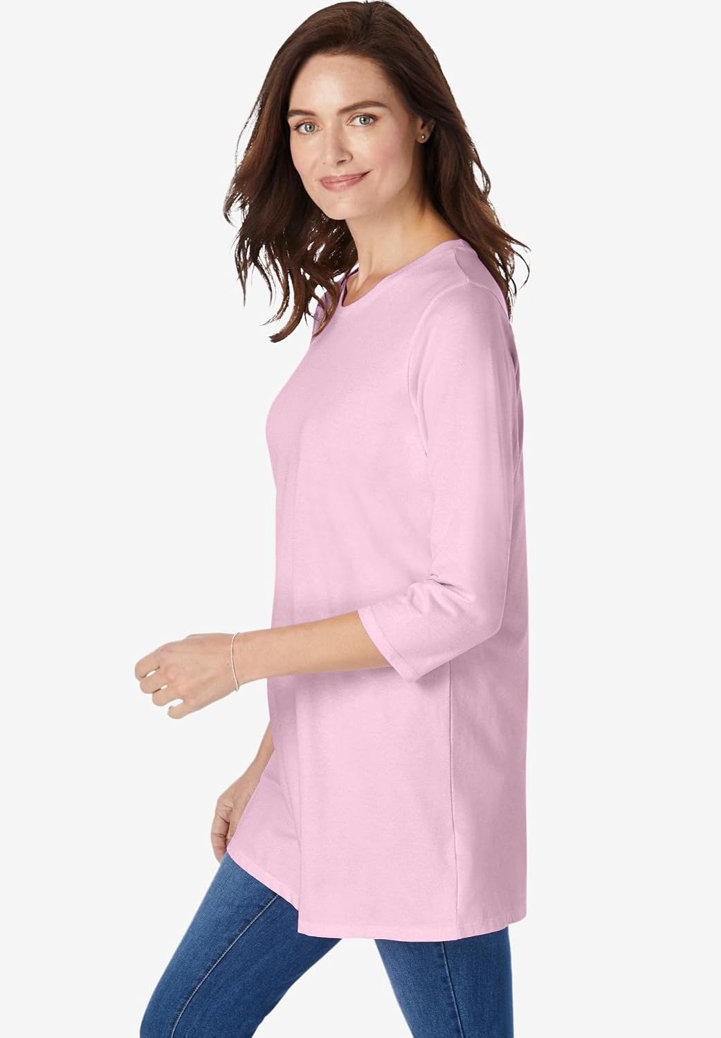 image:imageWoman Within Plus Size Perfect ThreeQuarter Sleeve Crewneck TunicWaterfall