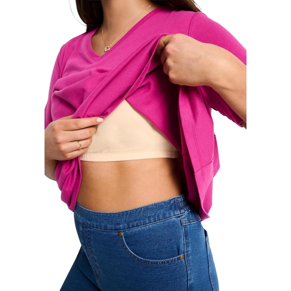 image:imageWoman Within Plus Size Builtin Bra VNeck ShortSleeve TeeRaspberry