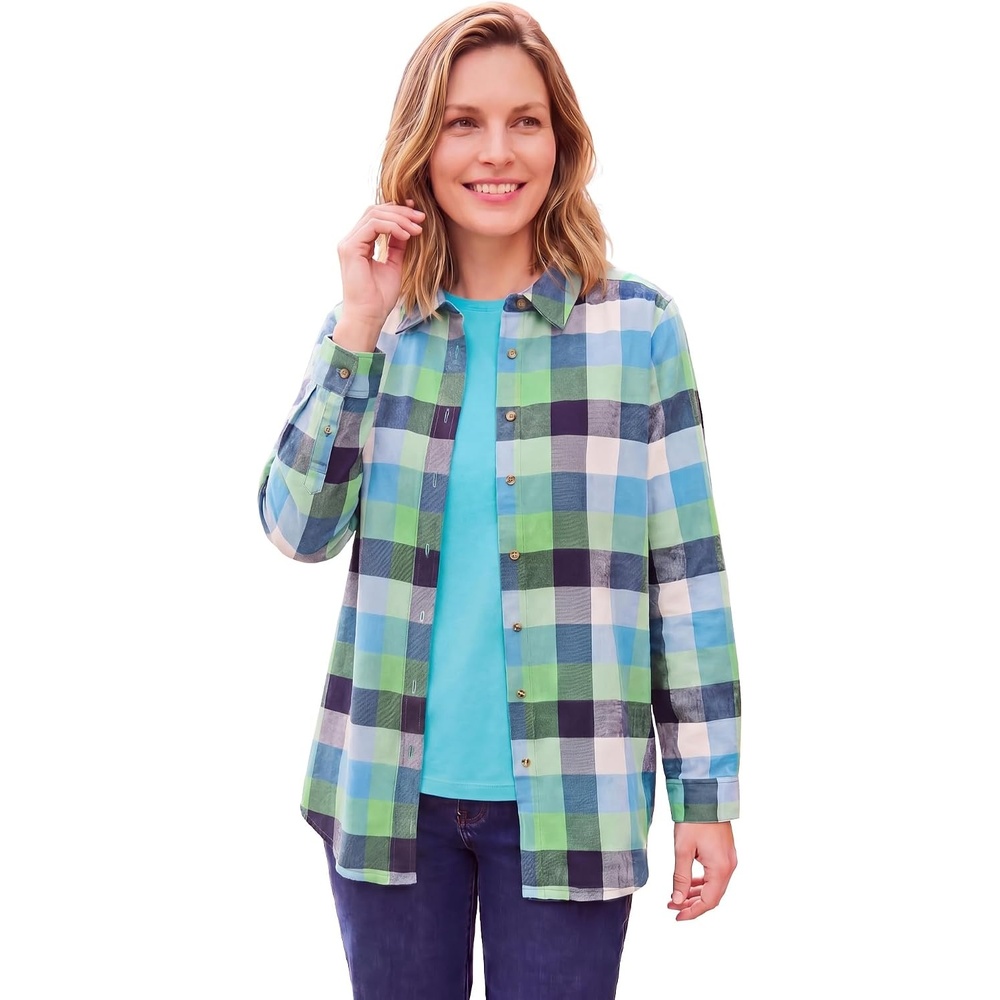 image:imageWoman Within Plus Size Classic Flannel ShirtBlue Multi Plaid