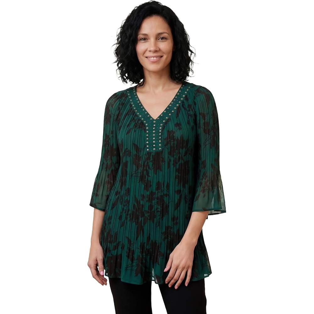 image:imageWoman Within Plus Size Embellished Pleated BlouseEmerald Green Shadow