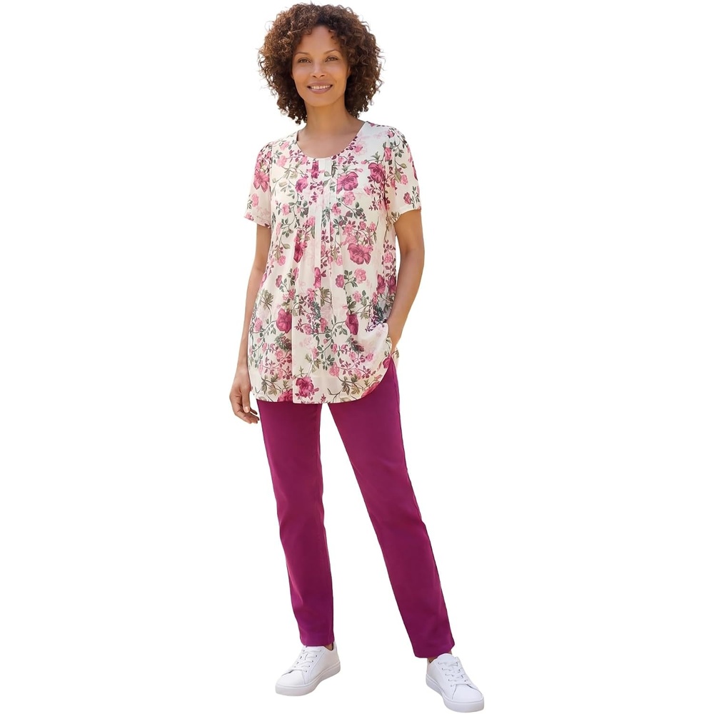 image:imageWoman Within Plus Size Miracle Mesh Overlay TunicIvory Tea Rose