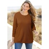 Woman Within Long-Sleeve Crewneck Soft Waffle Knit Thermal Shirt(Antique Copper)