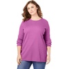 Woman Within Long-Sleeve Crewneck Soft Waffle Knit Thermal Shirt(Emerald Green)