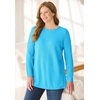 Woman Within Long-Sleeve Crewneck Soft Waffle Knit Thermal Shirt(Paradise Blue)