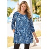 Woman Within Plus Size 2-Pocket Swing Tunic(Black Multi Batik)