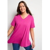 Woman Within Plus Size Built-in Bra V-Neck Short-Sleeve Tee(Raspberry)