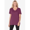Woman Within Plus Size Perfect Short-Sleeve V-Neck Tee (Petite Available)(Deep Claret)