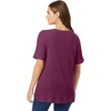 Woman Within Plus Size Waffle Thermal Satin Trim Tee(Deep Claret)