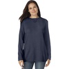 Woman Within Long-Sleeve Crewneck Soft Waffle Knit Thermal Shirt(Navy)