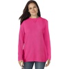 Woman Within Long-Sleeve Crewneck Soft Waffle Knit Thermal Shirt(Raspberry Sorbet)