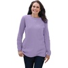 Woman Within Long-Sleeve Crewneck Soft Waffle Knit Thermal Shirt(Soft Iris)