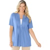 Woman Within Plus Size 7-Day Layer-Look Elbow-Sleeve Tee(French Blue)