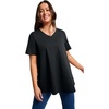 Woman Within Plus Size Built-in Bra V-Neck Short-Sleeve Tee(Black)